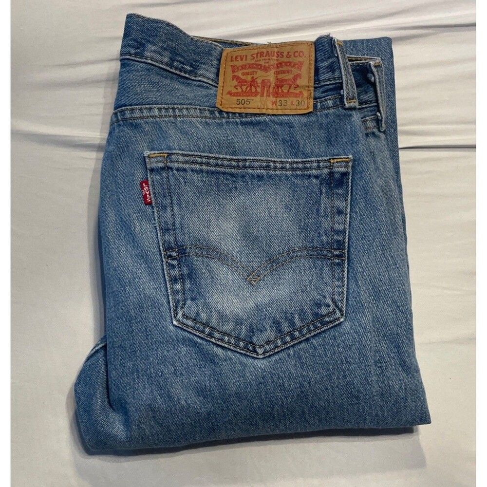 Levi's 505 Straight Blue Denim Jeans Mens Size 33 x 30